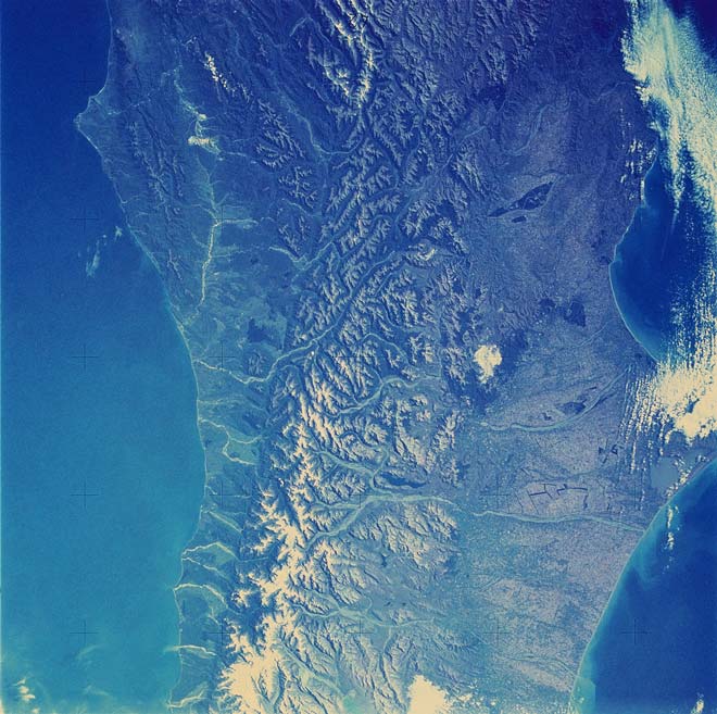 Satellite image of the central South Island