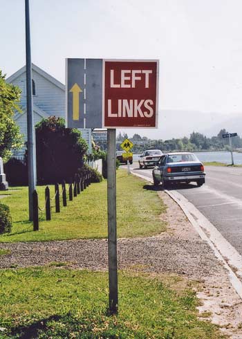 A road sign for German tourists