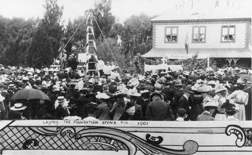 Laying the foundation stone of Christchurch’s Catholic
    cathedral