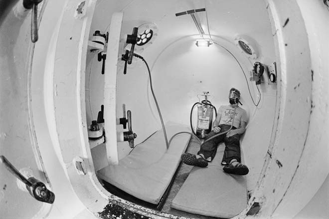 Inside a recompression chamber