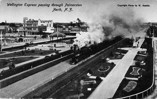 Train running through the Square