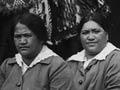 Māori women displaying handcrafts