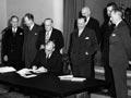 Signing the ANZUS treaty, 1951