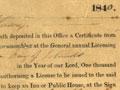 Liquor licence, 1840