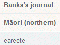 Ngā kupu Māori, Tāhiti hoki nā Banks i kohikohi