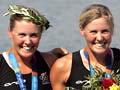 Georgina and Caroline Evers-Swindell with gold medals, 2004