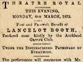 Lancelot Booth's farewell benefit, 1872