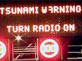 Tsunami warning sign on motorway