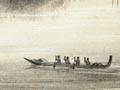 Māori canoes in Auckland Harbour, 1853