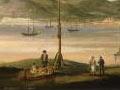 Painting of Wellington harbour and town, 1842, by William Mein Smith