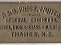 A plaque from a piece of machinery produced by the engineering firm that Alfred Price founded