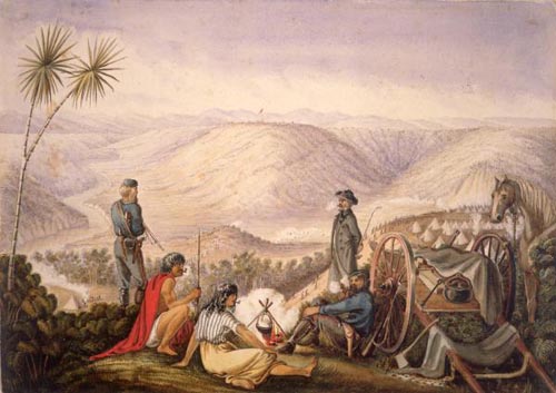 Painting by Gustavus Ferdinand von Tempsky of a scene from the New Zealand wars