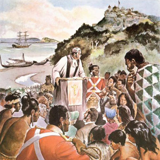 Preacher preaching to Māori