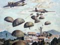'Parachutists landing on Galatas' by Peter McIntyre