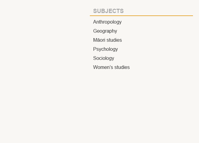 Massey University 2014 Social Sciences subjects