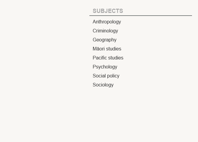 Victoria University of Wellington 2014 Social Sciences subjects