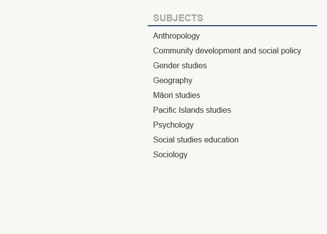 University of Otago 2014 Social Sciences subjects