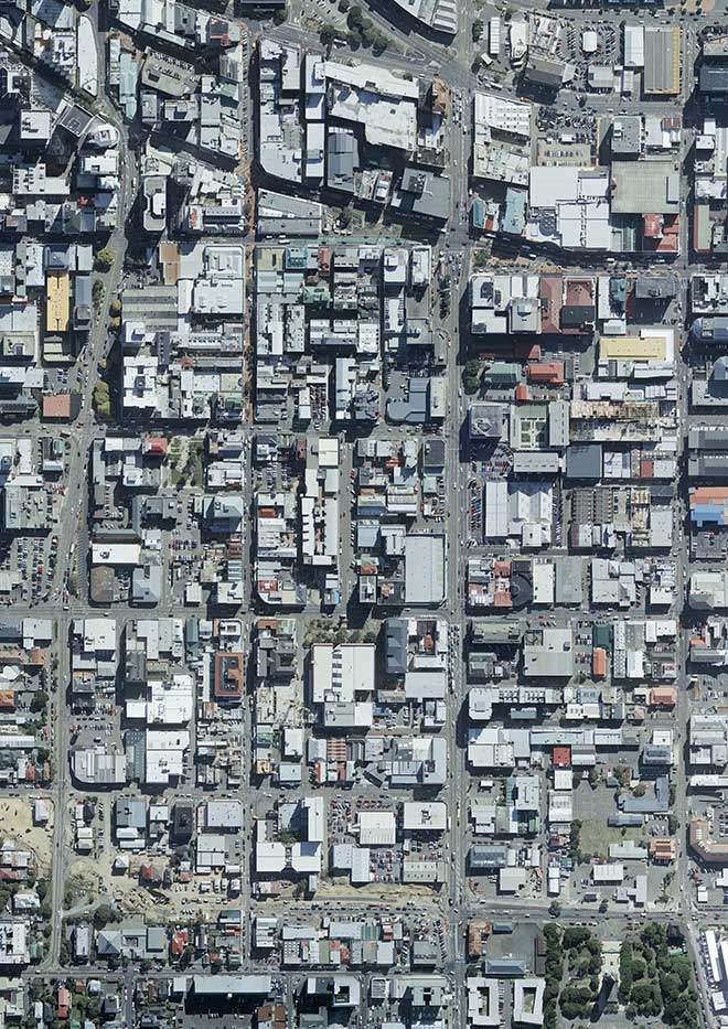 Aerial map of Wellington, focused on the Cuba Street area, with images of cafes and bars using a Cuban theme