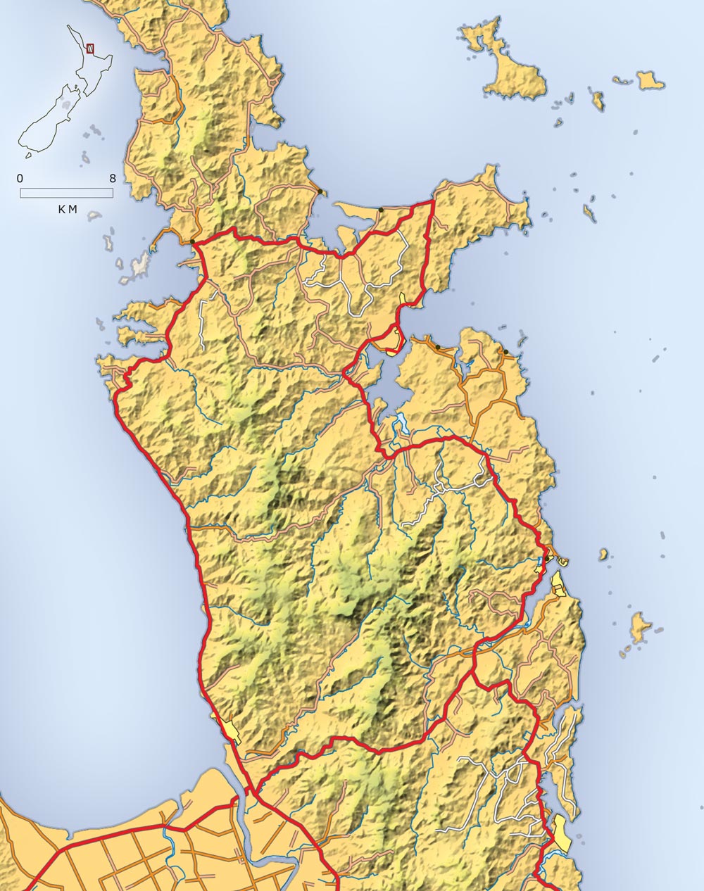 Map of Coromandel area.