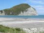 Mokotahi, an exampe of soft sandstone cliffs and white beaches