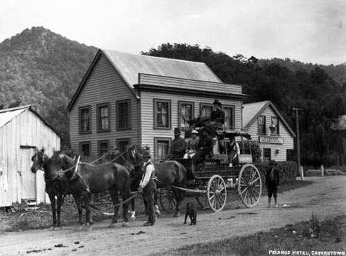 A Newman coach at Canvastown, near Havelock