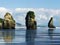 Small rock islands in ocean