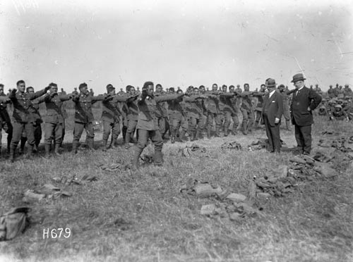 The Māori (Pioneer) Battalion performs a haka, France, 1918