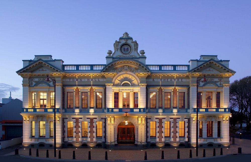 Exterior of heritage building against blue sky