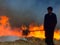 Burning wheat stubble