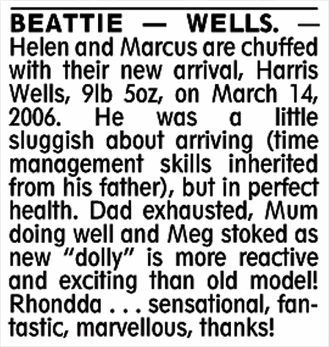 Birth notice, 2006