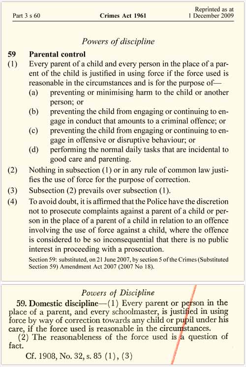 Child discipline and the law