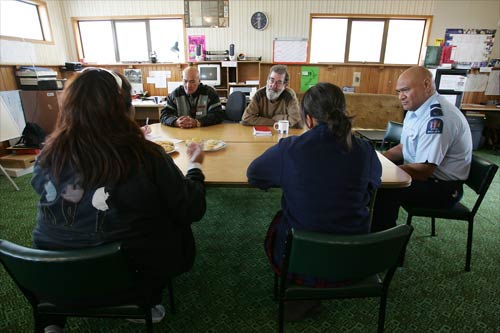 Family meeting with youth justice officials