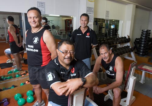 Māori men exercising