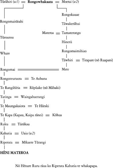 Whakapapa of Hēni Materoa Carroll and Riperata Kahutia