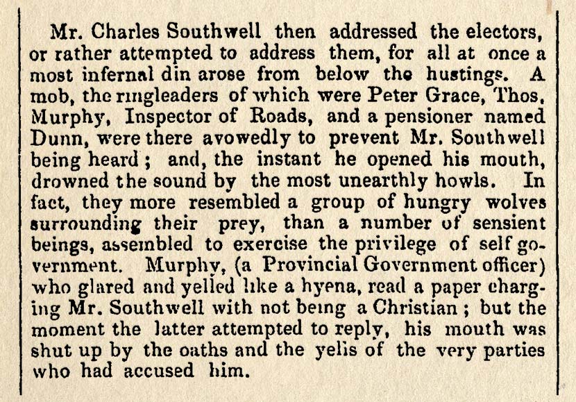 Charles Southwell's electioneering