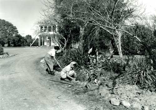Girls gardening at Fareham House