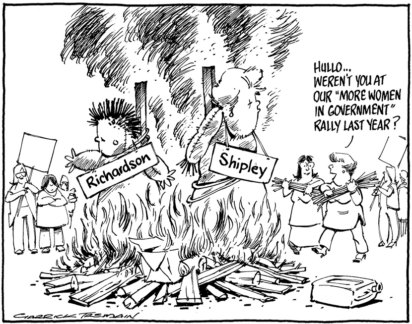 Jenny Shipley and Ruth Richardson cartoon