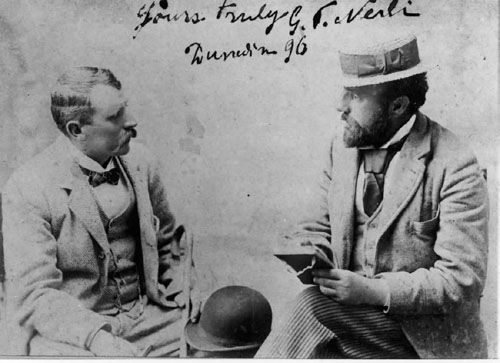 Painters James McLauchlan Nairn (left) and Girolamo Nerli, photographed in Dunedin in 1896