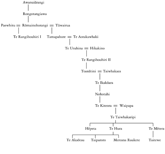 Whakapapa of Te Hura Te Taiwhakaripi
