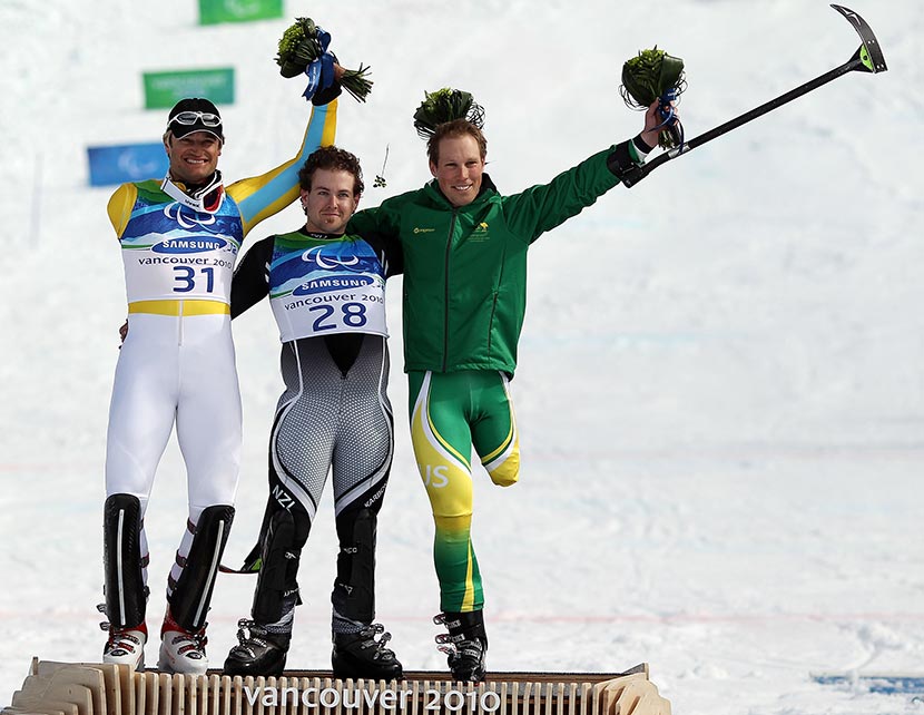 Adam Hall celebrates his gold medal win