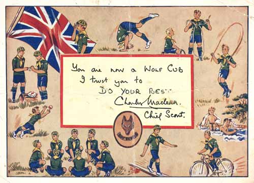 Wolf Cub enrolment card, 1966