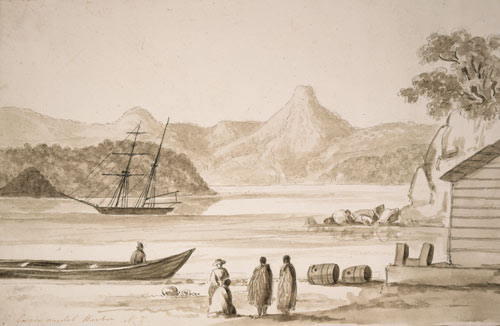 Traders and Māori at Coromandel Harbour, around 1848