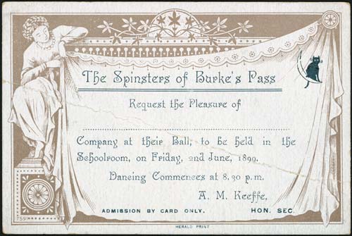 Rural dances: Spinsters' Ball, 1890