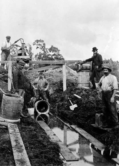Sanitation: Palmerston North sewer pipes, about 1905