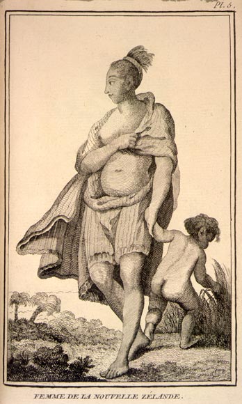 Engraving of a Māori woman