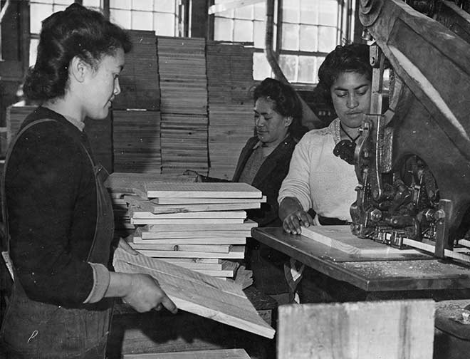 Working in a box factory