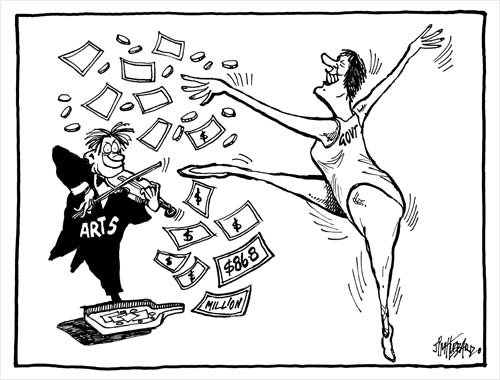Helen Clark distributing money
