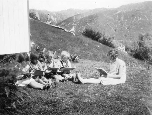 Sylvia teaching at Whareorino, 1932