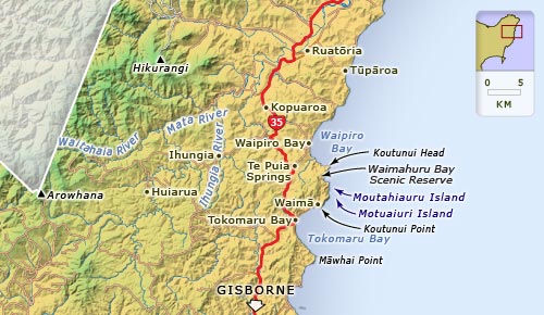 Te Puia Springs and Tokomaru Bay