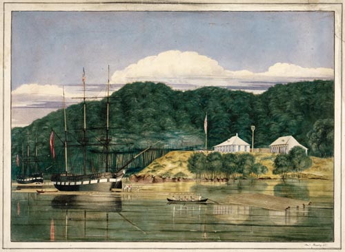 Loading kauri, Hokianga, 1839